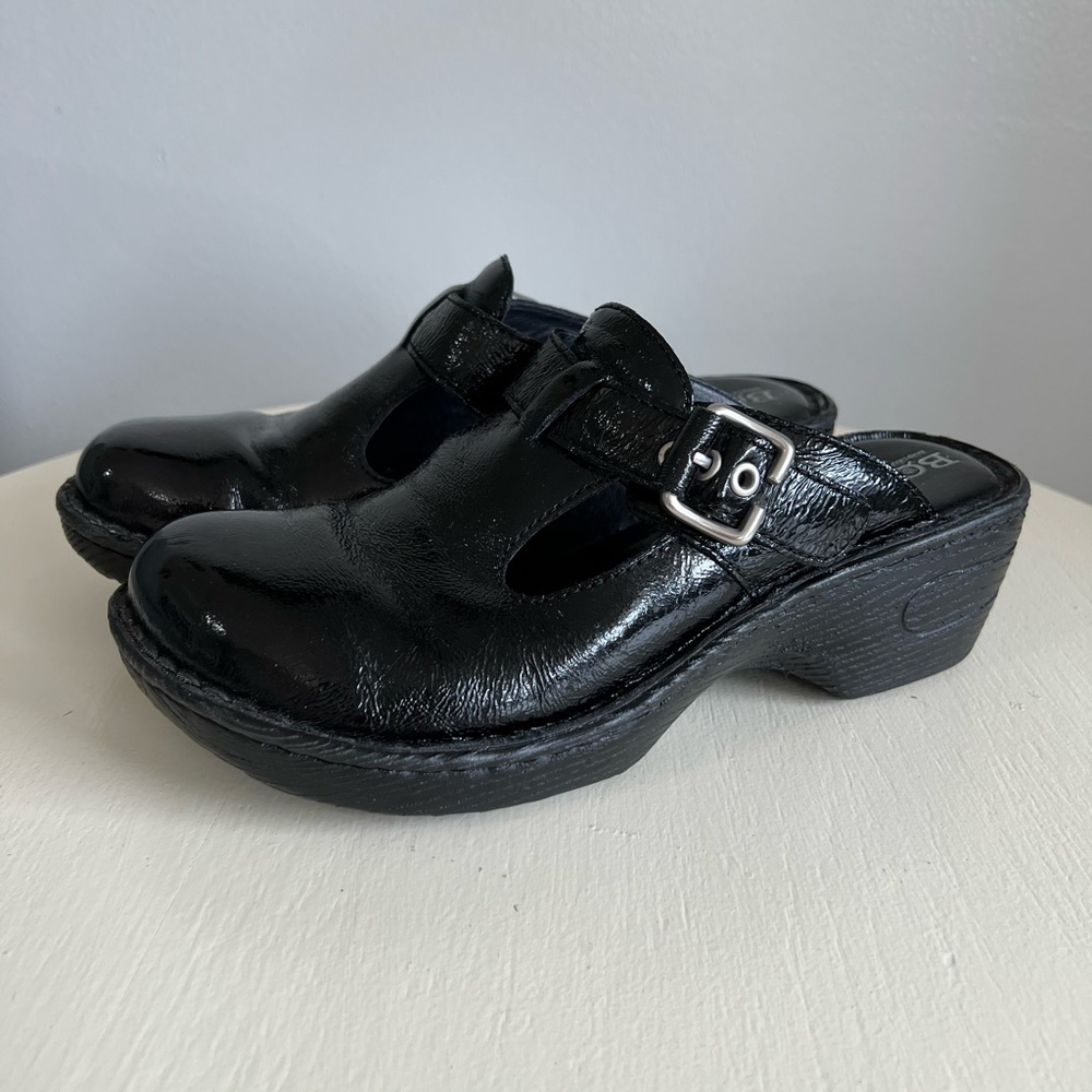 Born Della Clog Mule Black Buckle Womens Size 7